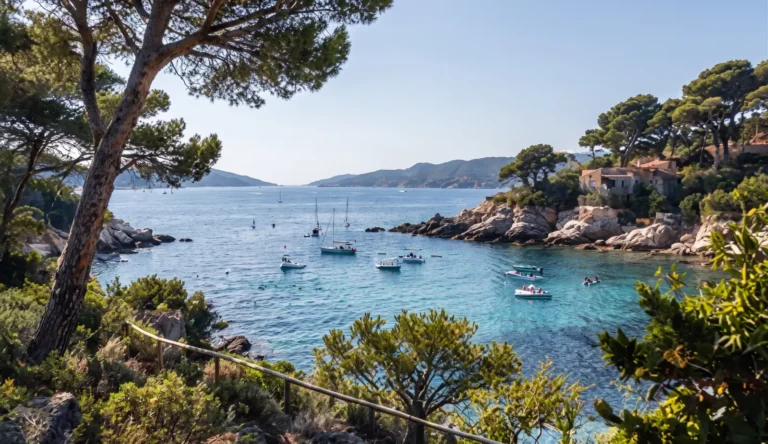 Crique et bateaux sur le littoral varois près de Carqueiranne, secteur de la conciergerie Cesc Riviera